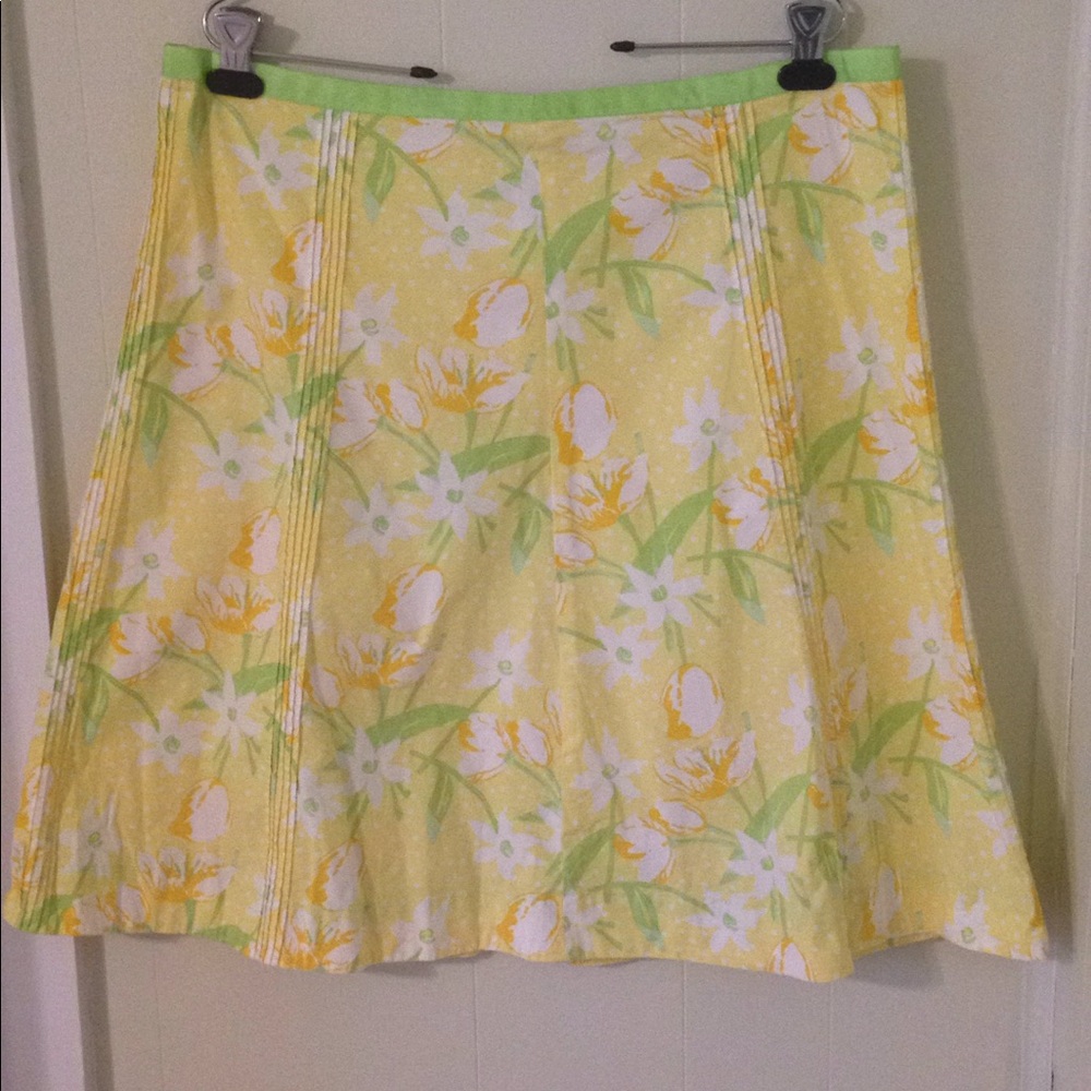 Yellow and Green Floral Skirt.